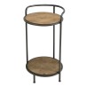 HELENA Round Side Table with 2 Levels Fir Marquetry Metal Legs