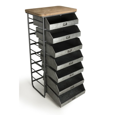 HELENA - 7-Drawer Zinc and Fir Wood Chiffonier