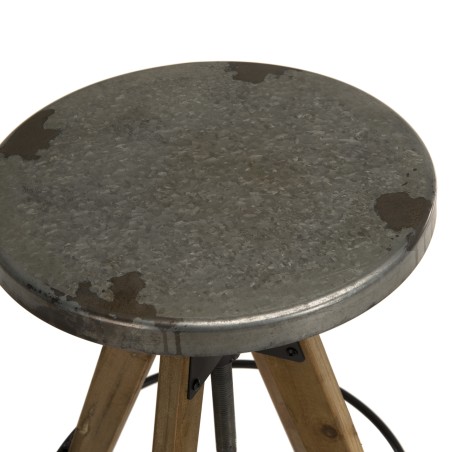 Tabouret de bar HELENA - Assise ronde Zinc vieilli
