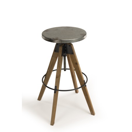 Tabouret de bar HELENA - Assise ronde Zinc vieilli