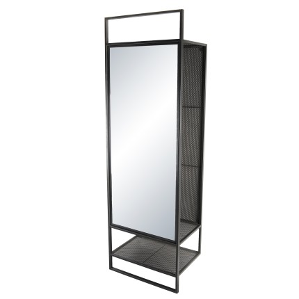 HELENA Black Coat Rack with Mirror - Entryway Furniture