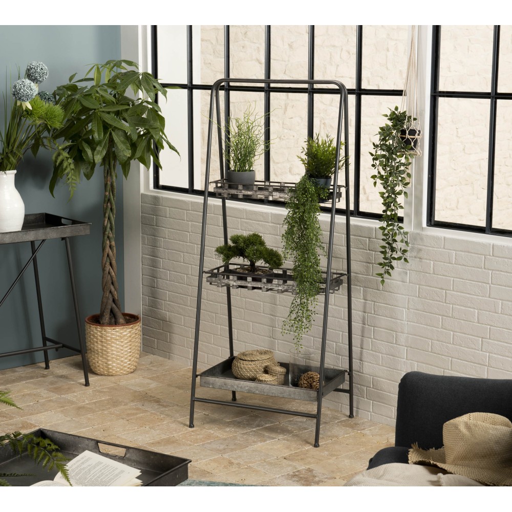 HELENA - Grey Zinc Triangular Shelf | 3 Tier Metal Structure