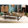 MATHIS Multi-Slatted Coffee Table - Solid Brown Wood & Anthracite Grey Metal Frame