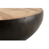 Table basse ronde ROMAIN en bois et métal noir 68x68cm