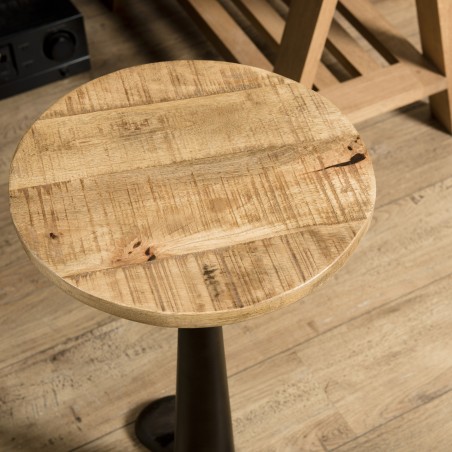 ROMAIN Industrial Stool - Recycled Acacia Seat - Adjustable Height