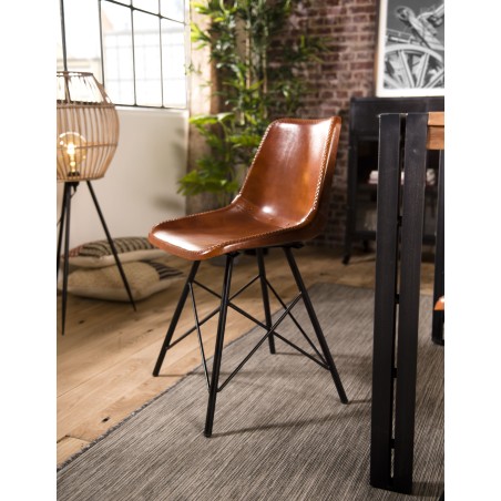 ROMAIN - Set of 2 Scandi Leather Chairs