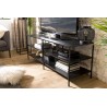 ROMAIN Black TV Stand with 2 Industrial Metal Shelves