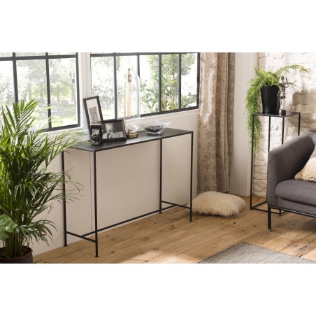 Console industrielle rectangulaire noire - ROMAIN