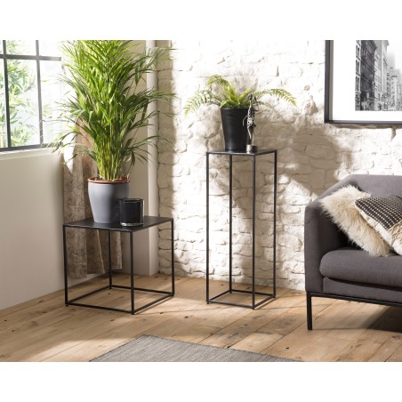 ROMAIN Industrial Square Metal End Table 45x45cm Black