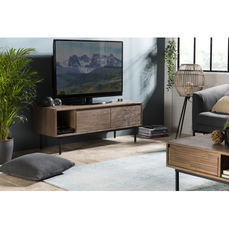 Meuble TV ARTURO bois 2 portes abattantes