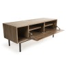 ARTURO TV Stand - Acacia Wood 2 Folding Doors 1 Shelf 1 Niche Metal Legs