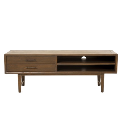 LARA Brown TV Stand with 2 Drawers and 2 Niches | Mindi Wood