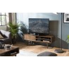 Meuble TV LARA - Bois Mindi Marron 2 tiroirs 2 niches