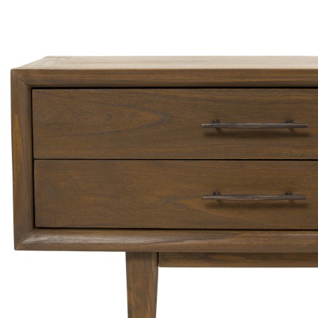 Meuble TV LARA - Bois Mindi Marron 2 tiroirs 2 niches