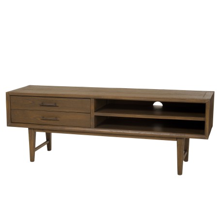LARA Brown TV Stand with 2 Drawers and 2 Niches | Mindi Wood