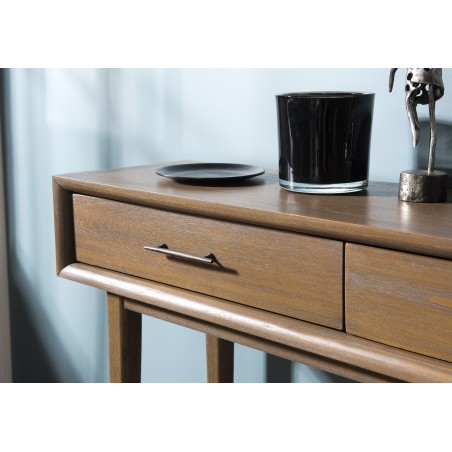 LARA Brown Console Table with 2 Drawers - Mindi Wood