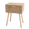 Rodrigo Natural-Coloured Bedside Table with 1 Drawer and Cane Finish