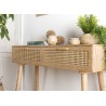 Console RODRIGO - Bois Cannage 2 Tiroirs Naturel