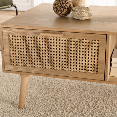 Rodrigo Natural-Coloured Coffee Table with 2 Drawers and 1 Niche