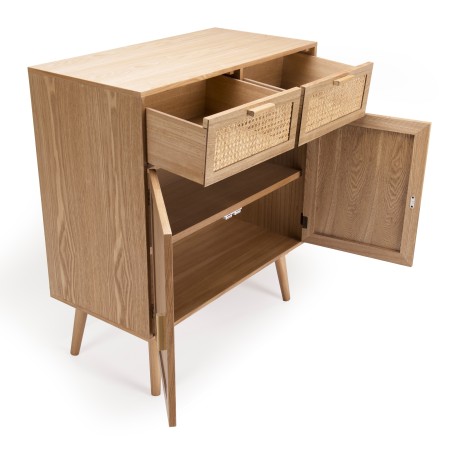 Buffet RODRIGO - Bois Cannage Naturel 2 Tiroirs 2 Portes