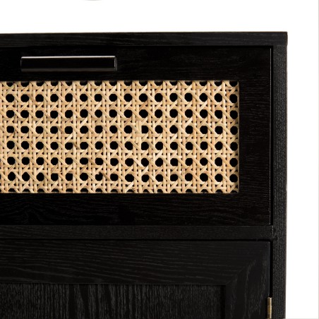 ANGELO Black Wooden Sideboard with Drawers & Doors