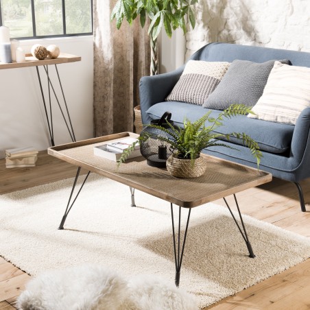 Table basse DORIA - plateau cannage naturel