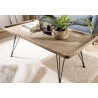 DORIA - Rectangular Coffee Table Natural Cane Top Black Metal Legs