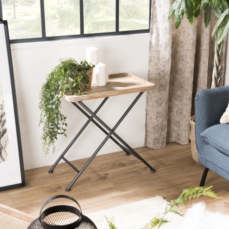 Table d'appoint DORIA - plateau cannage naturel