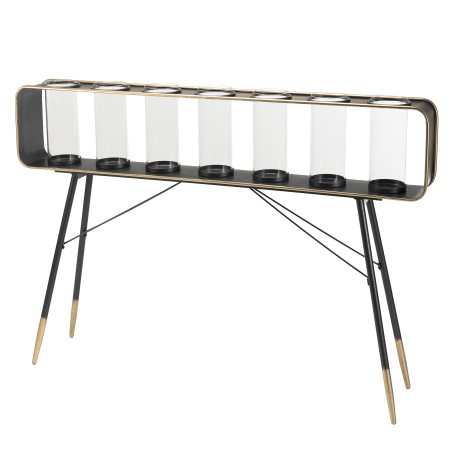 DORIA - Glass and Black & Gold Metal Candle Holders