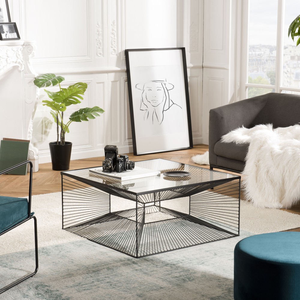 Table basse carrée TOD en métal noir