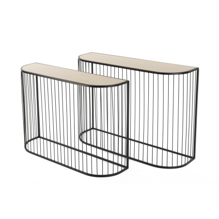 Set de 2 consoles TOD en métal noir et bois clair