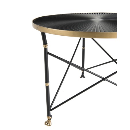 TOD - Round Side Table 61x61cm Black Metal with Gold Trim