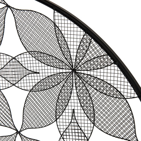 TOD - Round Wall Decoration 90x90cm Black Metal Flowers