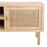 ALINE TV Stand - 2 Shelves, 2 Doors, Jute Fabric, Gold Metal Legs
