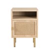 ALINE Bedside Table - Jute Fabric & Gold Metal Legs