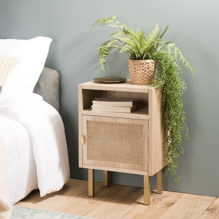 Chevet ALINE - 1 niche 1 porte toile de jute