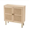 LAURA Sideboard - 2 Doors Jute Fabric Gold Metal Legs