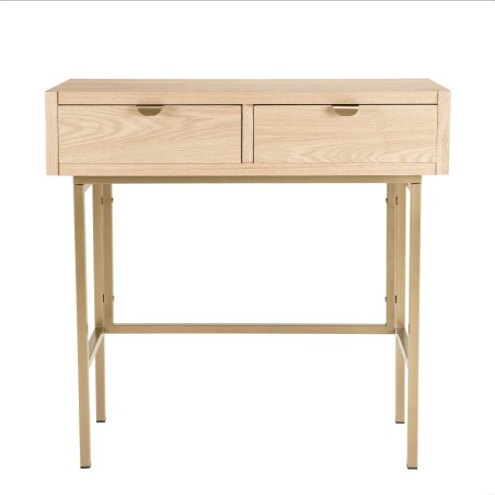 Console LAURA 2 tiroirs pieds métal doré