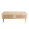 Table basse LAURA - Toile de jute et métal doré