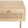 ALINE Coffee Table with 2 Drawers - Jute Fabric and Gold Metal Legs