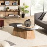 DANDY Octagonal Coffee Table - Recycled Pine Wood, Black Top