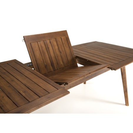 Salon de jardin VICTOIRE en bois 8/10 pers - Table extensible et fauteuils en rotin