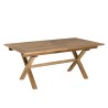 Salon de jardin bois teck 8/10 pers - Table rect. extensible - 6 fauteuils textilène taupe