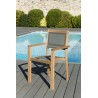 Salon de jardin en bois teck 2 pers - Table 70 cm et 2 fauteuils