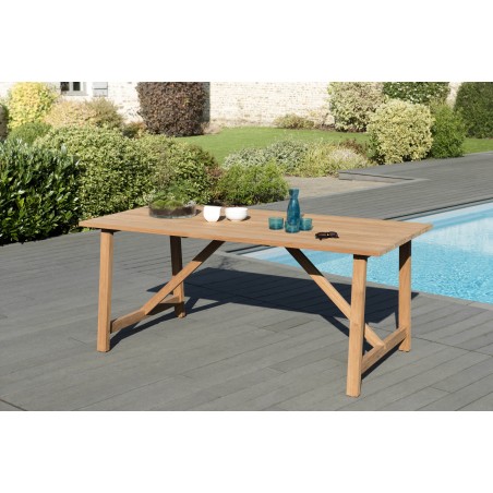 Salon de jardin en bois teck 6/8 pers. - Table 180*90 cm et 6 fauteuils
