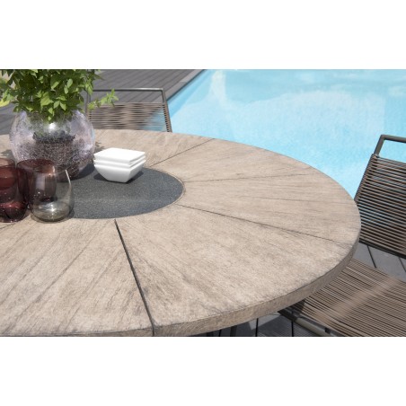 EMILE - Teak Wood Grey Garden Set 4/6 pers - 1 Round Table 120 cm