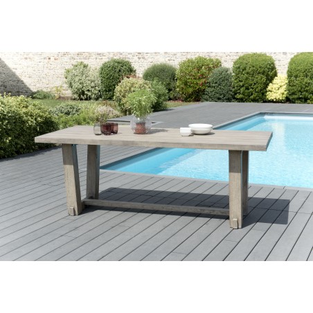 Emile Teak Wood Garden Furniture Set - Light Grey - 6/8 pers