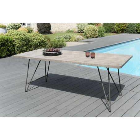 Salon de jardin en bois teck EMILE grise 6/8 pers.