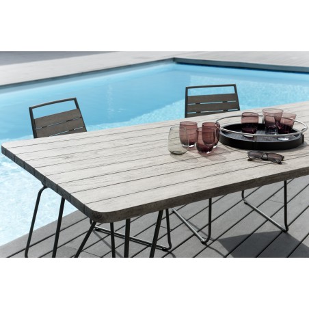 Emile Teak Wood Gray Garden Set - 6/8 pers. - 1 Table 200*90 cm and 6 Chairs