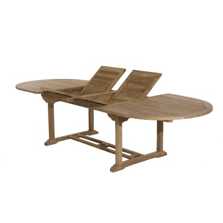 Salon de jardin en bois teck 10/12 pers - Table ovale extensible 200*300/120cm